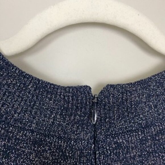 Sachin & Babi Amelie Metallic Sheath Dress Long Sleeves Puff Shoulders Blue - Picture 7 of 9